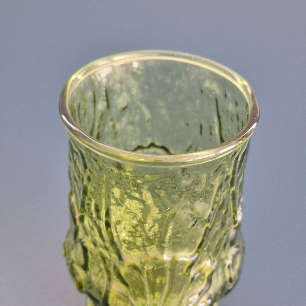 Vintage Anchor Hocking Rainflower Green Juice Glass SET of 4 Raised Floral Retro - Picture 5 of 8